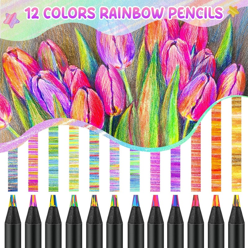 LTINFO Valentines Day Gifts for Kids, Easter Basket Essentials, 12 Rainbow Colored Pencils, Art Supplies, Teen Girl Gifts Trendy Stuff, Arts and Crafts for Kid Ages 8-12 - Image 3